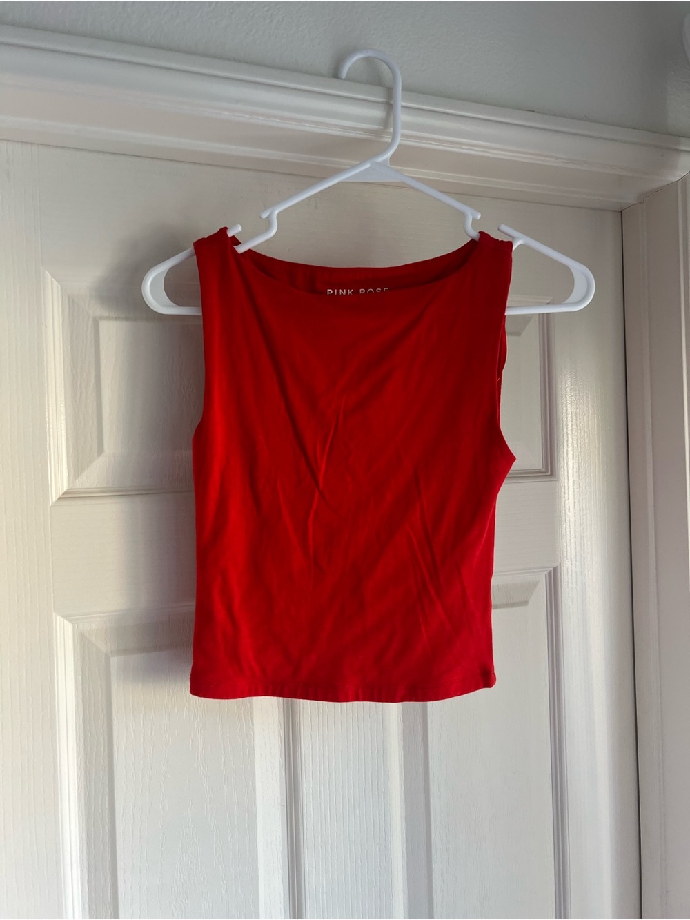 Pink Rose Bright Red Sleeveless Scoop Tank